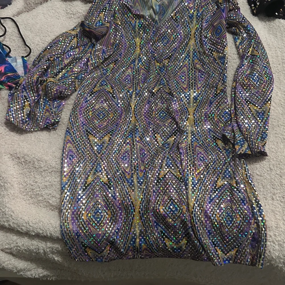 Multicolor Geometric Patterned Dress - Picture 1 of 1